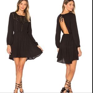 Amuse Society Portia dress Crochet Long Sleeve Dress Black XS sold at Revolve